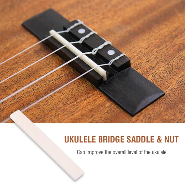 Bone Ukulele Bridge and Saddle for 4-String Ukuleles Musical Instrument Repair Parts