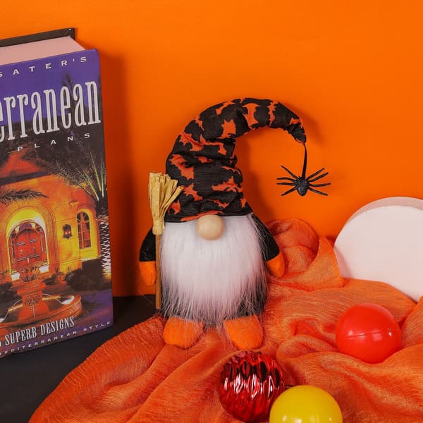 Halloween ansiktsløs dvergdukke, flaggermus edderkopp høsthøst plysj de