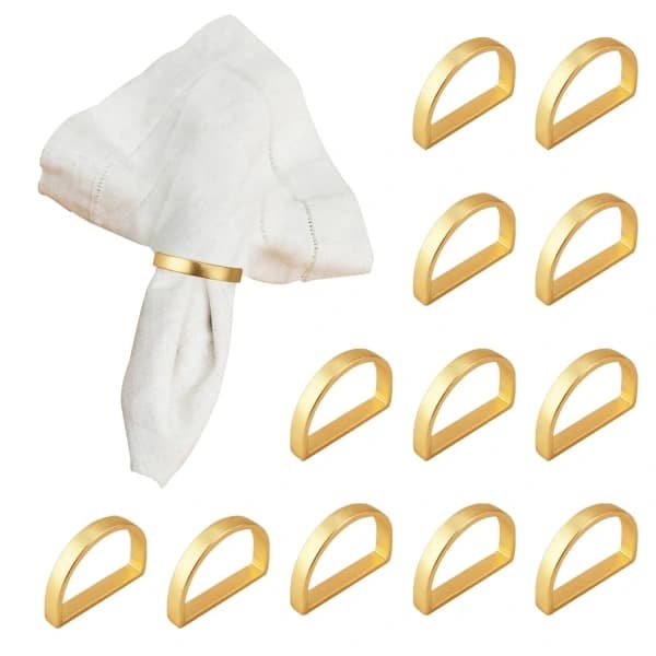Servietringe i metal, 12-pak, elegante servietringe (guld)