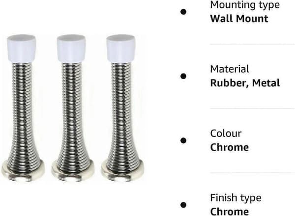 3-pack Väggmonterad Krom Fjäder Dörrstopp Fjädrande Stopplist Buffert
