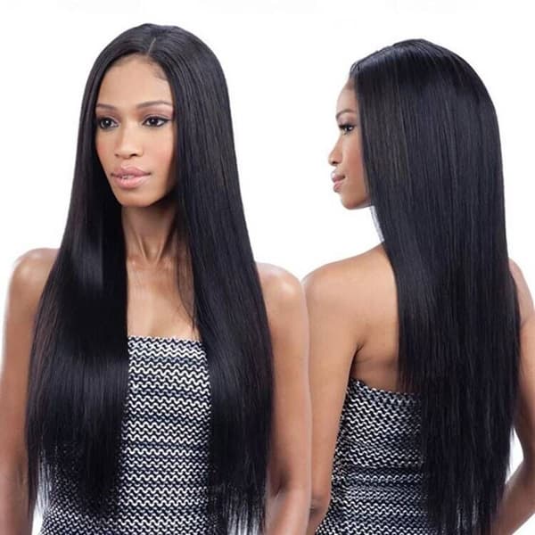 Medium-length synthetic fiber wig, medium-length wig, black wig