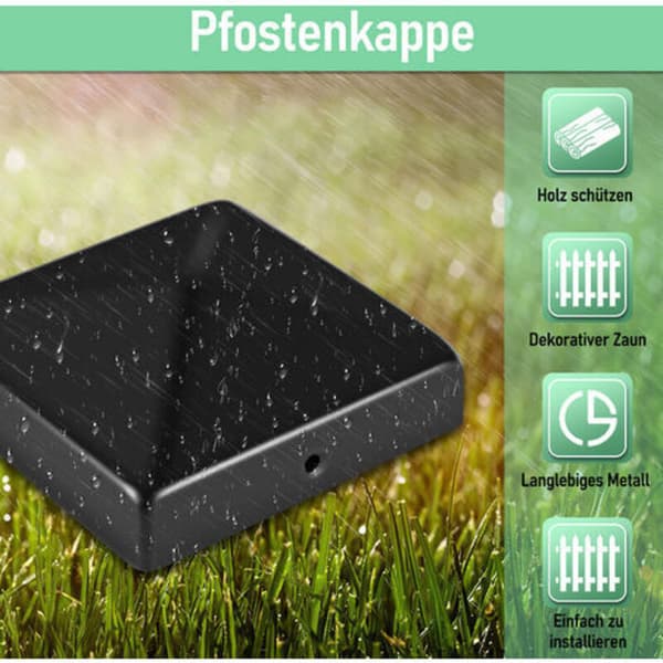 10x Pyramide Stolpehette Kraftige Gjerdehetter Svart 91mm