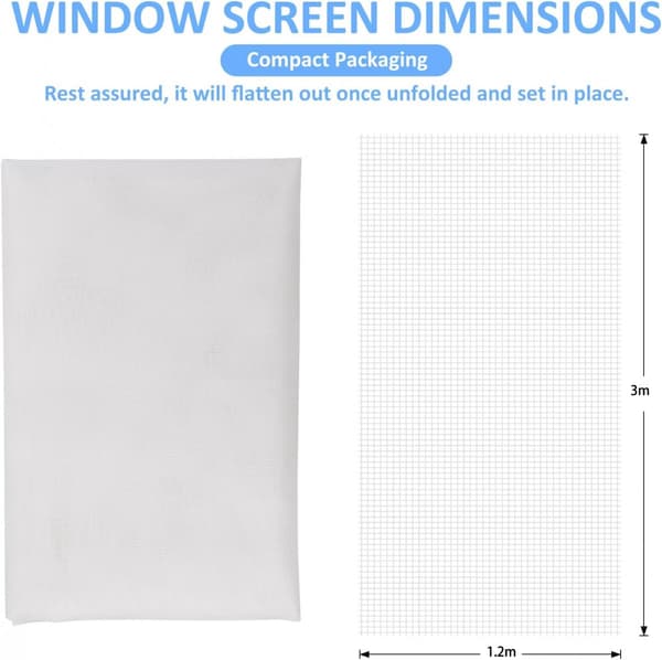 120x300 cm Mosquito Net for Windows - Tear-Resistant, Fly Screen, Insect Screen - DIY Window Screen, Pet Screen - for Patio Windows - White