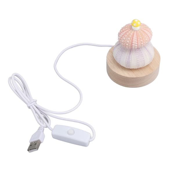 LED Night Light Warm White USB Plug in Natural Shell Body Cute Mushroom Decor Bedside Lamp