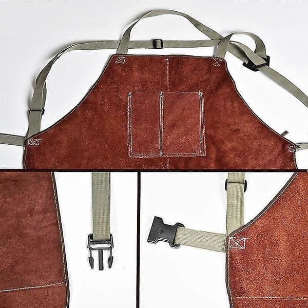 Professional Leather Welding Apron Thickened Cowhide Leather Durable Welding Protection Heat Insulation Anti-scalding Flame Retardant