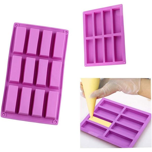 Rectangular Silicone Molds, 8 Cavity DIY Soap Molds, Baking Pan Cake Mold Biscuit Chocolate Mold, Ice Cube Tray and More
