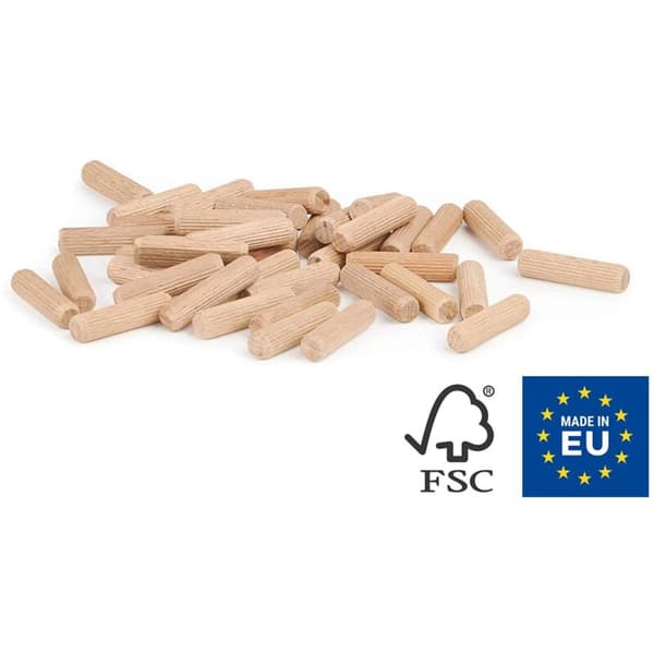 400 stk treplugger 8 mm x 40 mm - massive bøkplugger ideelle for trefræsere - egnet for borejigg/boreguide