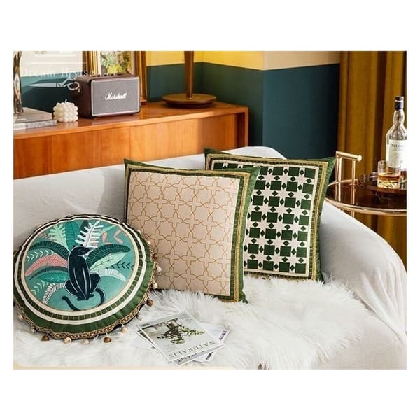 Pillowcase 25x25cm Leaf Home Decorative Pillowcase Square Decorative Pillowcase Linen Pillowcase for Sofa Car Bedroom 2 pcs Green 4