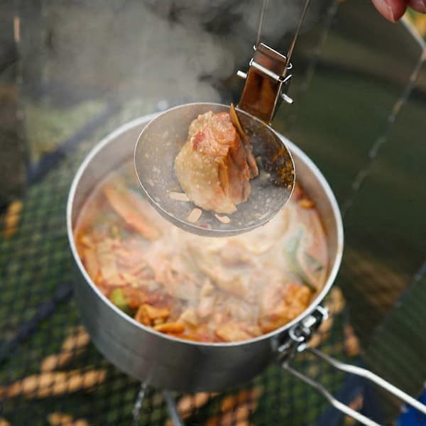 Utendørs Camping Dørslag/Suppeøse Rustfritt Stål Bestikk Sammenleggbar Skje