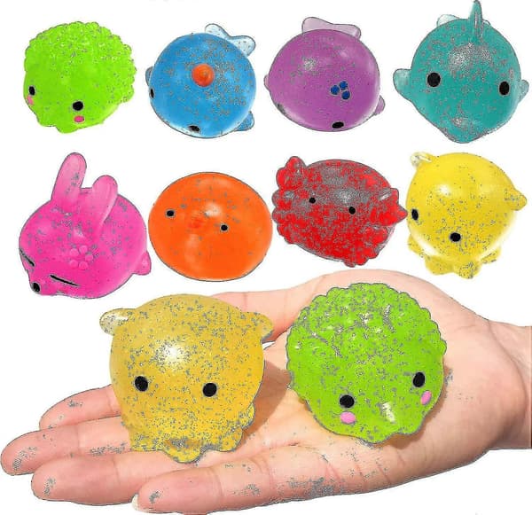 8 jumbo glitter mochi squishy leker, squishy dyr, stressavlastende, festgaver til barn