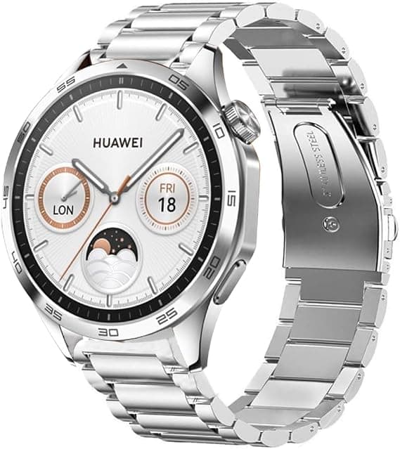Compatible with HUAWEI WATCH GT4 46mm strap, quick release stainless steel, silver replacement strap (no tools included)