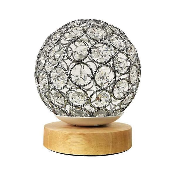 Krystall USB Bordlampe Sølv Krystallkule Med Trefot Sengelampe Dimbar Moderne Natt