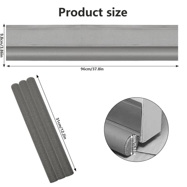 96 cm Door Draft Stopper, Single-Sided, Self-Adhesive Seal, Draft and Noise Protection, Sealing Strip (Grey)