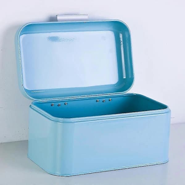 Retro Bread Box Large Capacity Iron Storage Container for Kitchen Countertop Home Decor Black 30.5 x 20 x 16 cm