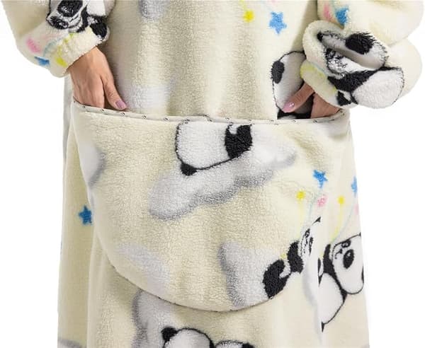 Ekstra Lang Overdimensjonert Teppehettegenser, Voksne Kvinner Koselig Fleece Bærbart Teppe, Fluffy Kjempe Hettegenser for Tenåringer