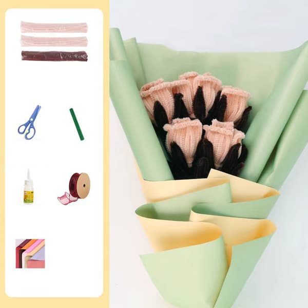 Fargerike, utsøkte, vakre, bøybare, holdbare piperensere, håndverk, DIY, håndlagde leker, rose