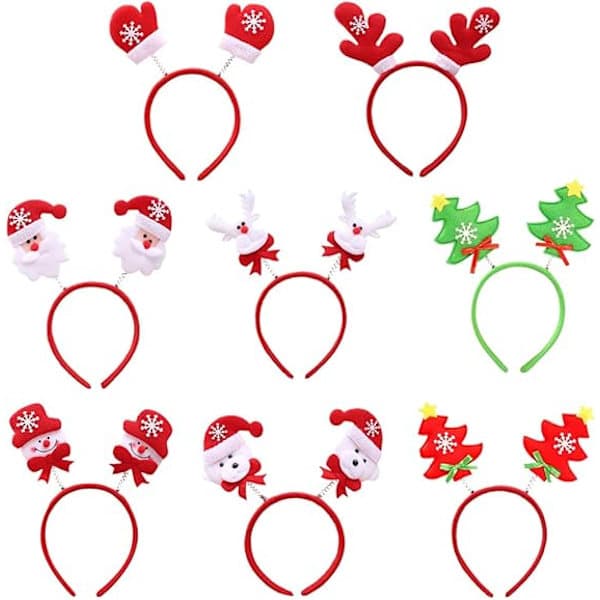 8-pack juldiadem med jultomte-, snögubbe- och renmotiv [JSR]