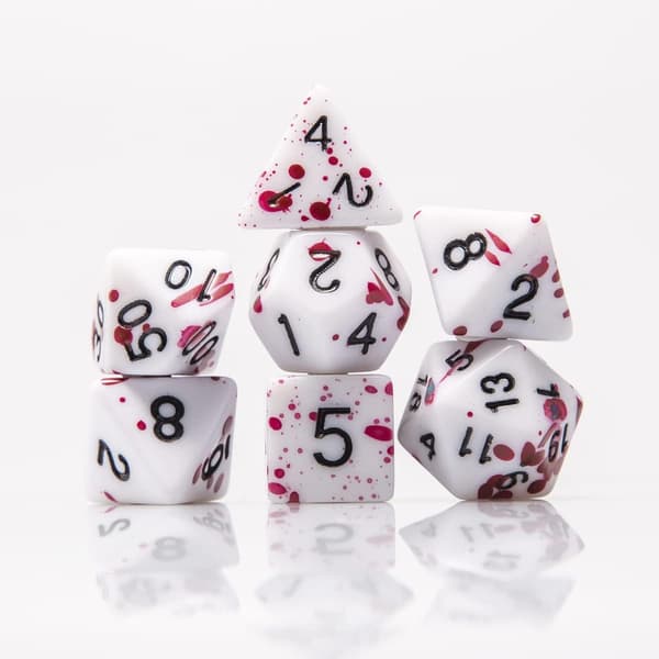 DD(Fuchsia) Irregular Rolling Dice Set Bloody Red Dots Polyhedral Role-Playing Dice D20 Dice Set 7 Dungeons and Dragons Dice