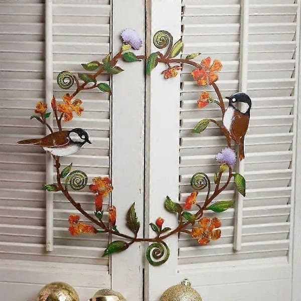 Decorative Metal Door Wreath, Modern Year-Round Wall Decoration.