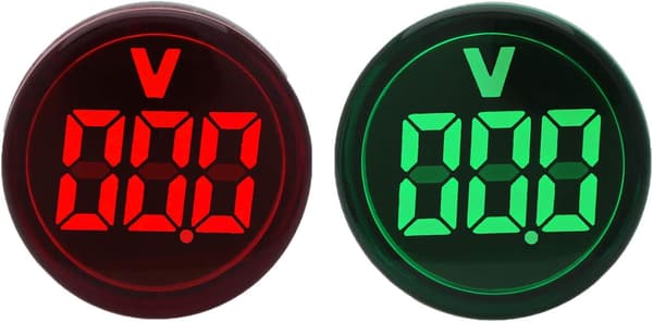 Rund LED Spændingsmåler Indikator – AC20-500V, 22 mm Digital Volt