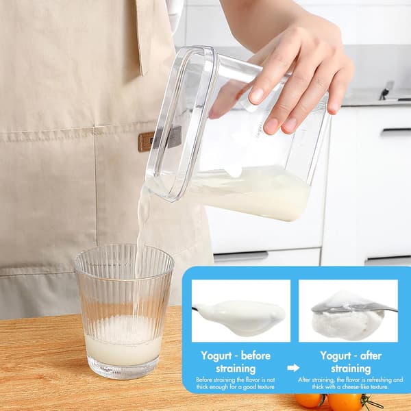 Yoghurt Strainer, 1100 ml Yoghurt Whey Maker with Fine Mesh Juice Strainer and Lid, Leak-Proof Multifunctional Strainer for Making Thick Greek Yoghurt
