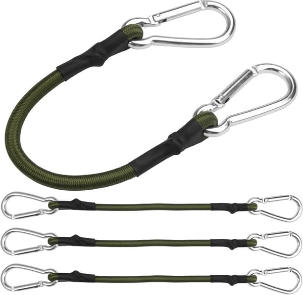 pieces - Elastisk snor - med karabinhage - 30 cm - Elastisk bagagesnor - Gummibånd - Bagagestropper - Spændebånd - Expanderline