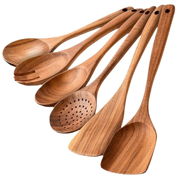 6-piece wooden kitchen utensil set, durable and heat-resistant