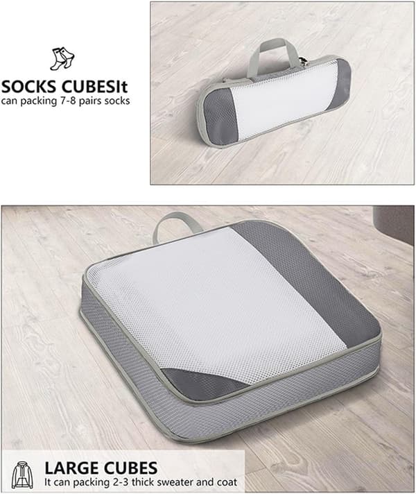 Compression Packing Cubes, Set of 6, Suitcase Organizer for Travel and Backpacking