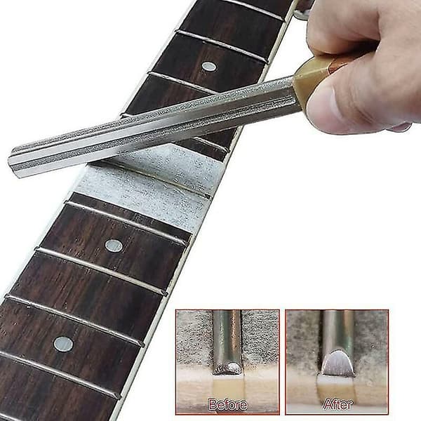 Gitarrbandfil med halsskyddsblad, praktisk bandkantfil för elgitarr