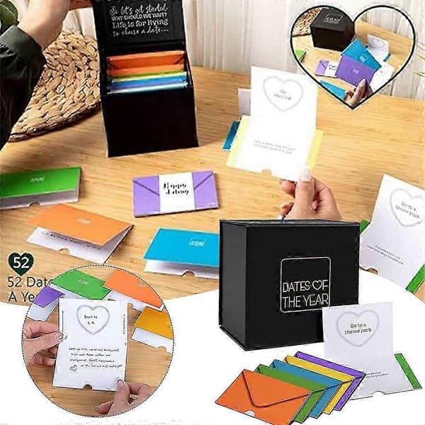 52 veckors dejtkvällslåda Inspirerande romantiska överraskningar Presentförpackning för par