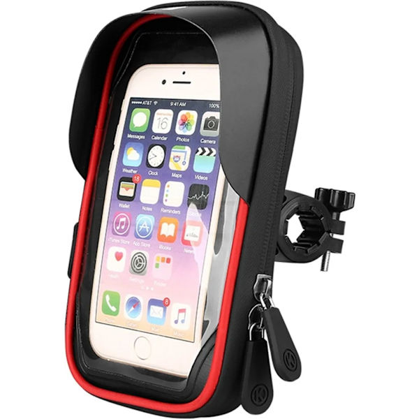 Red Waterproof Bicycle Mobile Holder with Touch Screen, 360° Rotatable, Adjustable