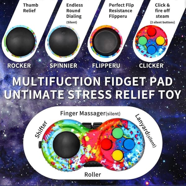 2 stk Fidget Controller Pad, Bærbar Stressreduserende Spillpute Hånd Fidget Pad for å Slippe Stress og Angst
