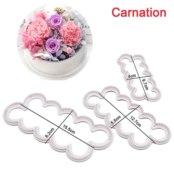 9 stk roser nellik peon 3D-blad kakeform blomst fondant glasur