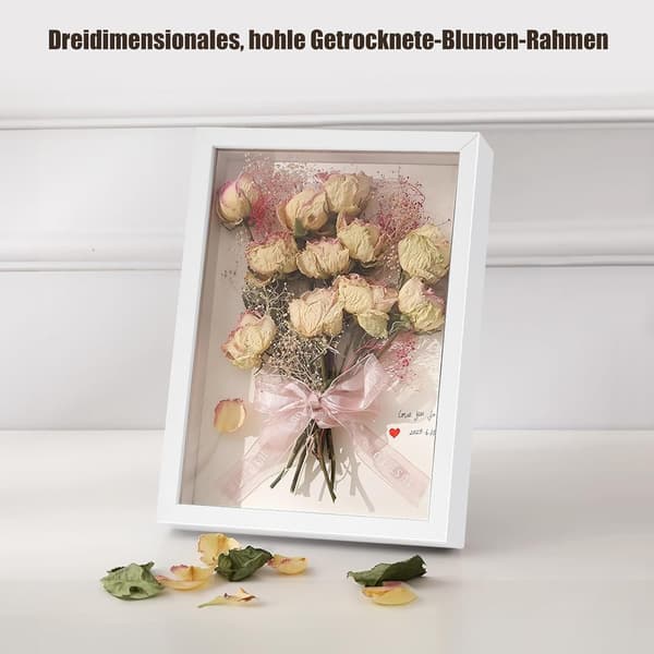 8-tums Torkad Blomma Flytande Ram - Trä Hål Fotoram för DIY Blomsterdisplay