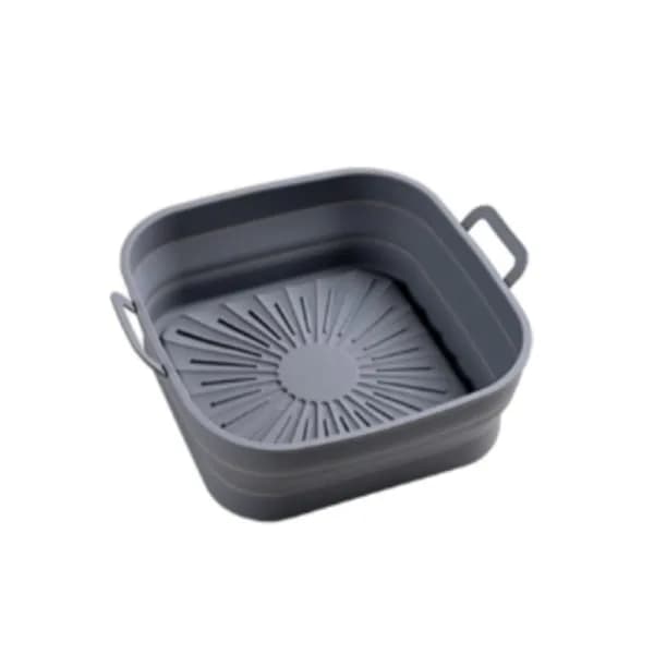 Foldable Square Air Fryer Silicone Mold 17.5 cm Gray