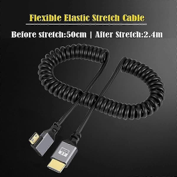 Type A HD-036-LE Mini HDMI 1.4 han til HDMI han 4K 60Hz spiralkabel venstrevinklet 90