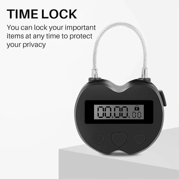Smart Time Lock LCD-skærm Tidslås Multifunktionel Elektronisk Timer til Rejser, Vandtæt USB-opladning
