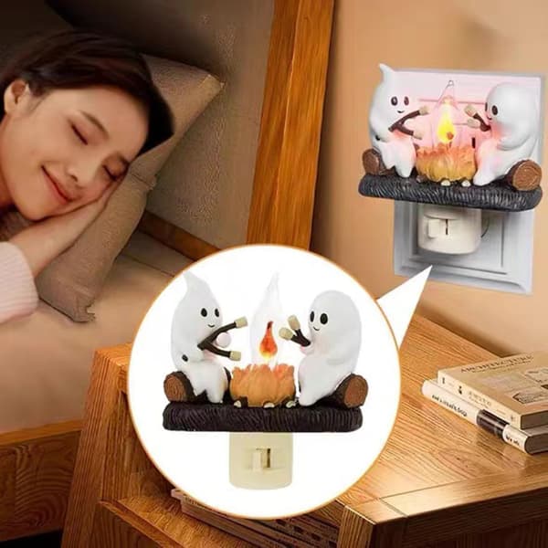 Cute Ghost Flashing Night Light LED Night Light Halloween Decoration Creative Gift 1pc Plug-in Night Light Ornament A A