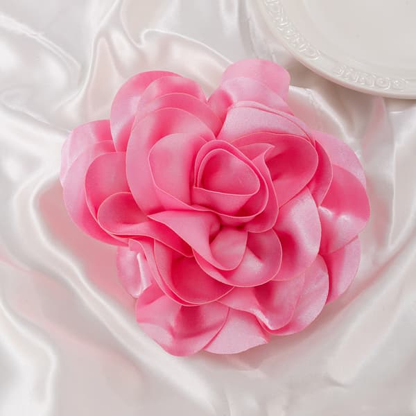 Luxurious Large Satin Flower Brooch Pink Pink Pink