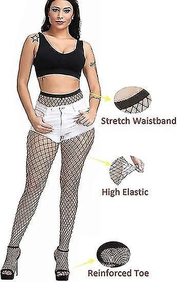4-pak Fishnet-strømper i Plus Size, Sorte Fishnet-strømpebukser Lårhøje Strømpebukser Stræk Anti-Hook StrømpebukserCJY