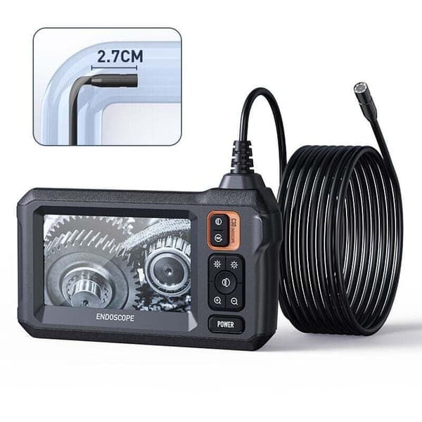 Industrial Endoscope Inspection Camera, 4.3 \" IPS Borescope Drain Camera, IP67 Waterproof Snake Camera with 8 LED Lights, 5m Semi-Rigid Cable