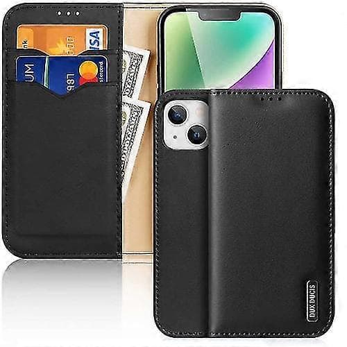 Til iPhone 15 Dux Ducis Hivo Series Læder + Pu + Tpu Flip Cover (sort)