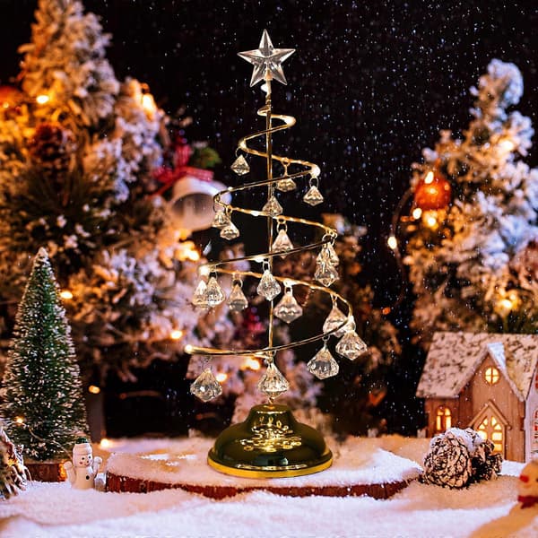 LED-krystalljuletrelys med ornamenter, 33 cm borddekorasjon-FX-