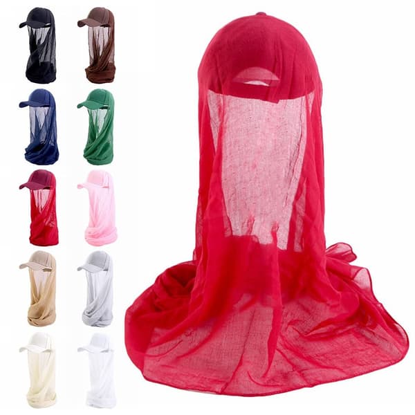 Baseballcaps med Hijab Muslimsk Baseballhatt HVIT