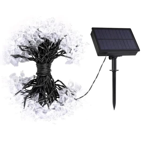 7m 50 LED solcellelys med sommerfugler, IP44 vanntett, 8 moduser for hage, uteplass, fest, jul, bryllup.