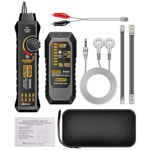 ANENG M469A Network Cable Detector RJ45 RJ11 LAN Cable Tester Anti-interference Network Repair Instrument, Black