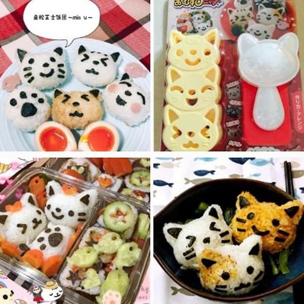 Rice Ball Mold Set, Cute Cat Rice Ball Mold DIY Kitchen Utensils