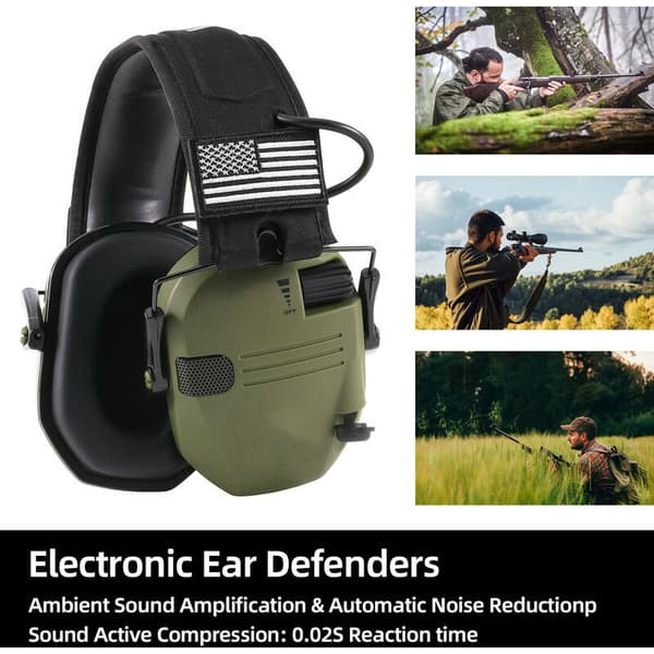 Active Noise Cancelling Earmuffs for Shooting - Foldable Hearing Protection (Black)