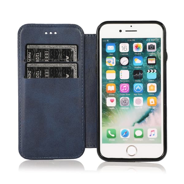 Knight Lærveske for iPhone SE 2022 / SE 2020 / 7 / 8 [DB] Blå Blue