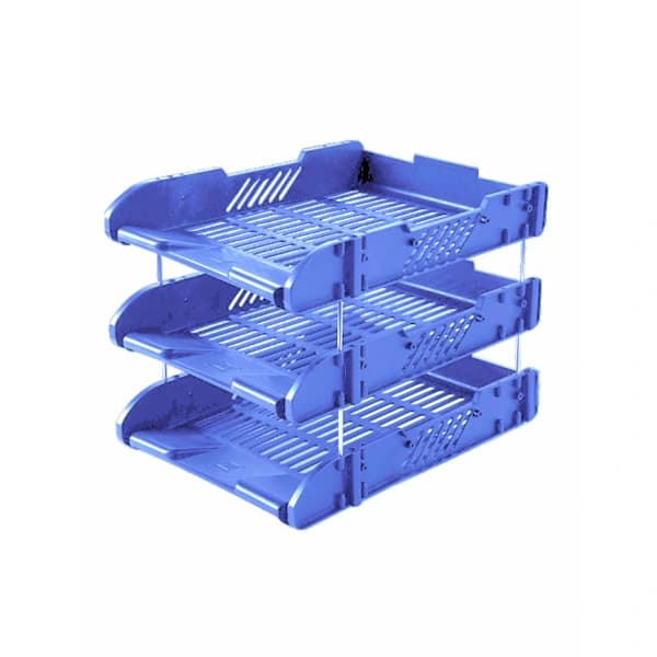 Office Supplies Document Storage Computer Stand Ventilation Three Levels File Holder 325 * 255 * 255 mm Blue Blue[CO]